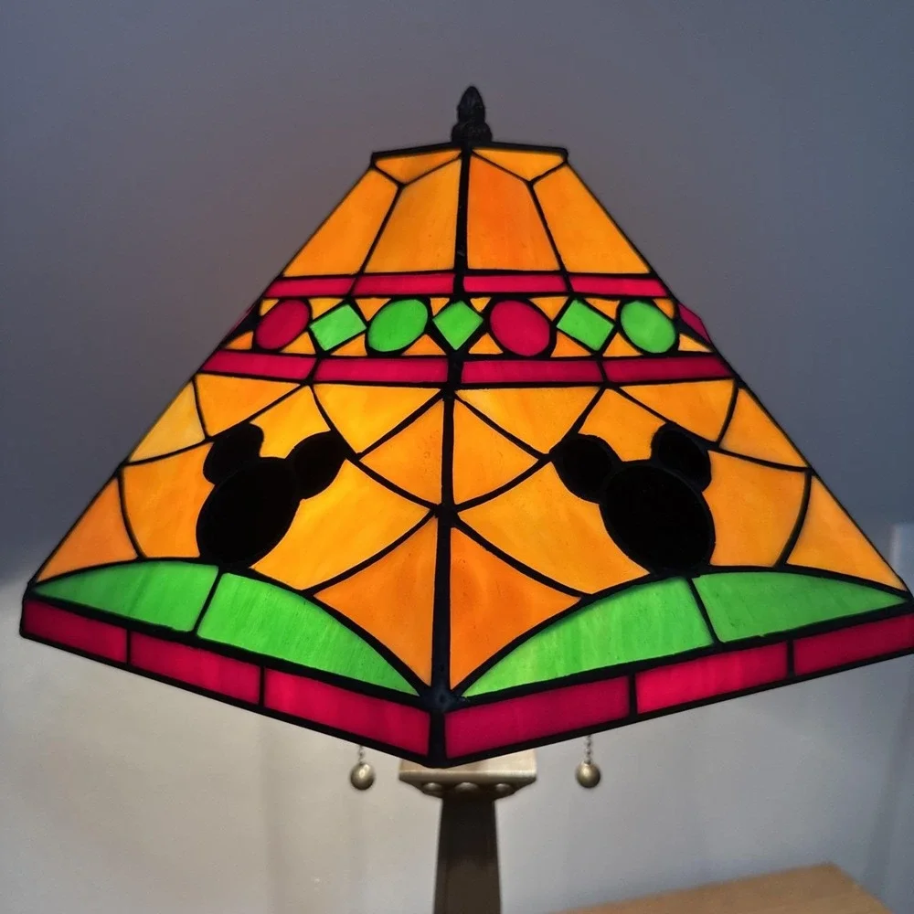 VTG Rare Disney Mickey Mouse Tiffany Style Table Lamp Stained Glass Ltd Ed 24